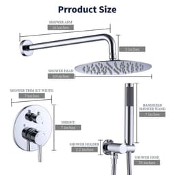 image-Shower System Shower Faucet Combo Set Wall Mounted with 10" Rainfall Shower Head and handheld shower faucet, Chrome Finish Shower Faucet Rough-In
