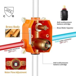 image-Shower System Shower Faucet Combo Set Wall Mounted with 10" Rainfall Shower Head and handheld shower faucet, Chrome Finish Shower Faucet Rough-In