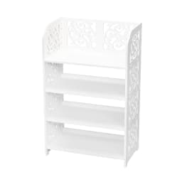 image-Wood-plastic Board Four Tiers Carved Shoe Rack White A