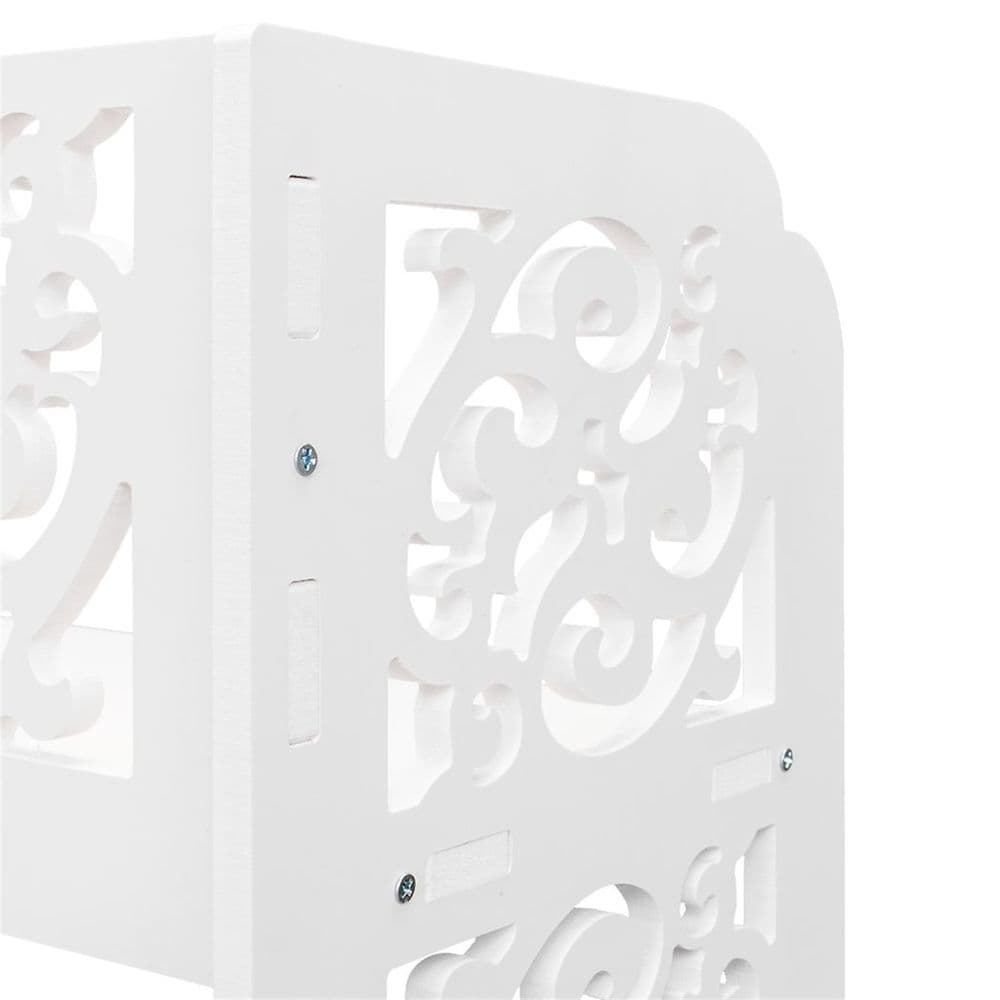 image-Wood-plastic Board Four Tiers Carved Shoe Rack White A