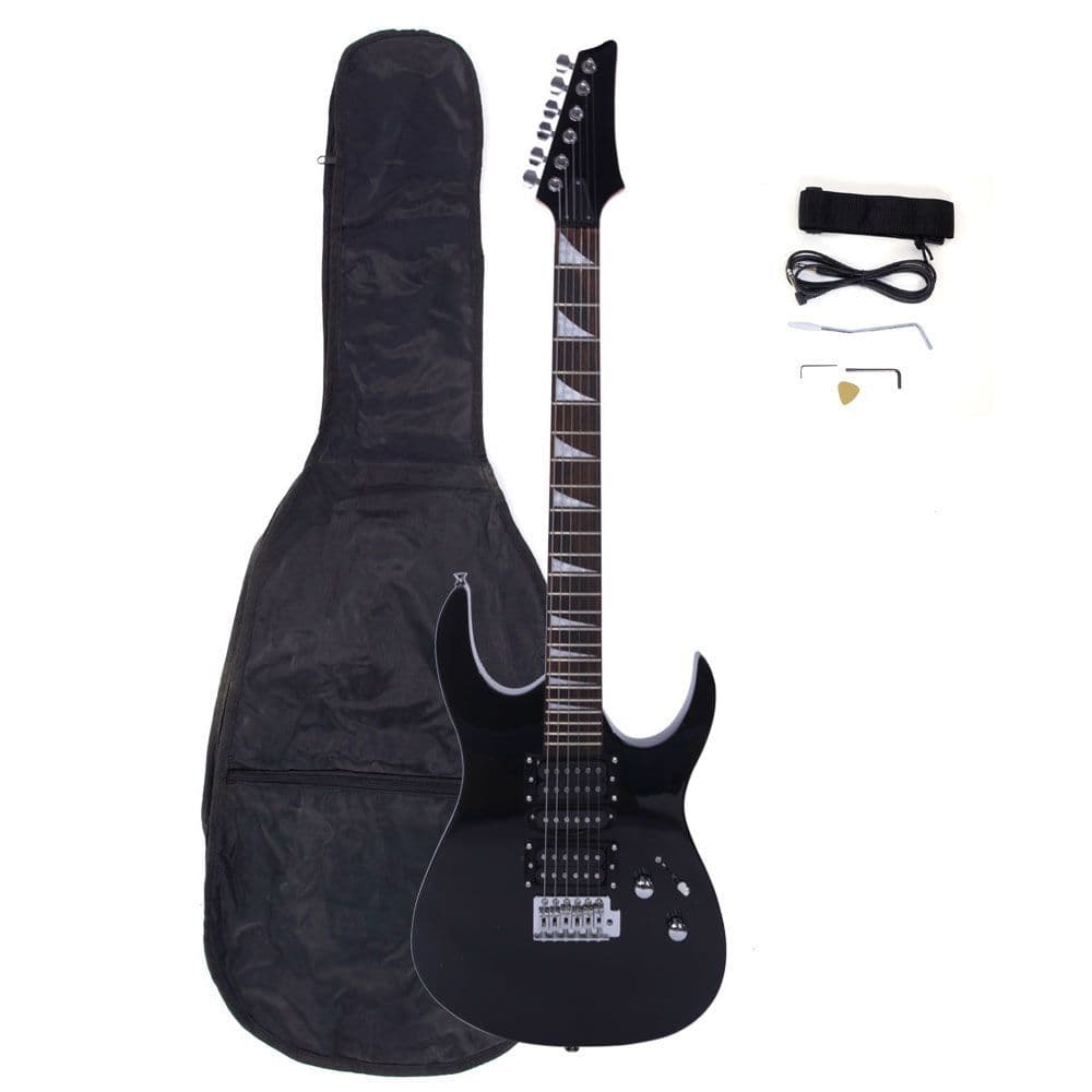 image-Novice Entry Level 170 Electric Guitar HSH Pickup Bag Strap Paddle Rocker Cable Wrench Tool Black