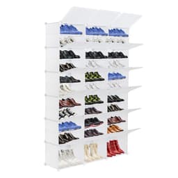 image-12-Tier Portable 72 Pair Shoe Rack Organizer 36 Grids Tower Shelf Storage Cabinet Stand Expandable for Heels, Boots, Slippers, White