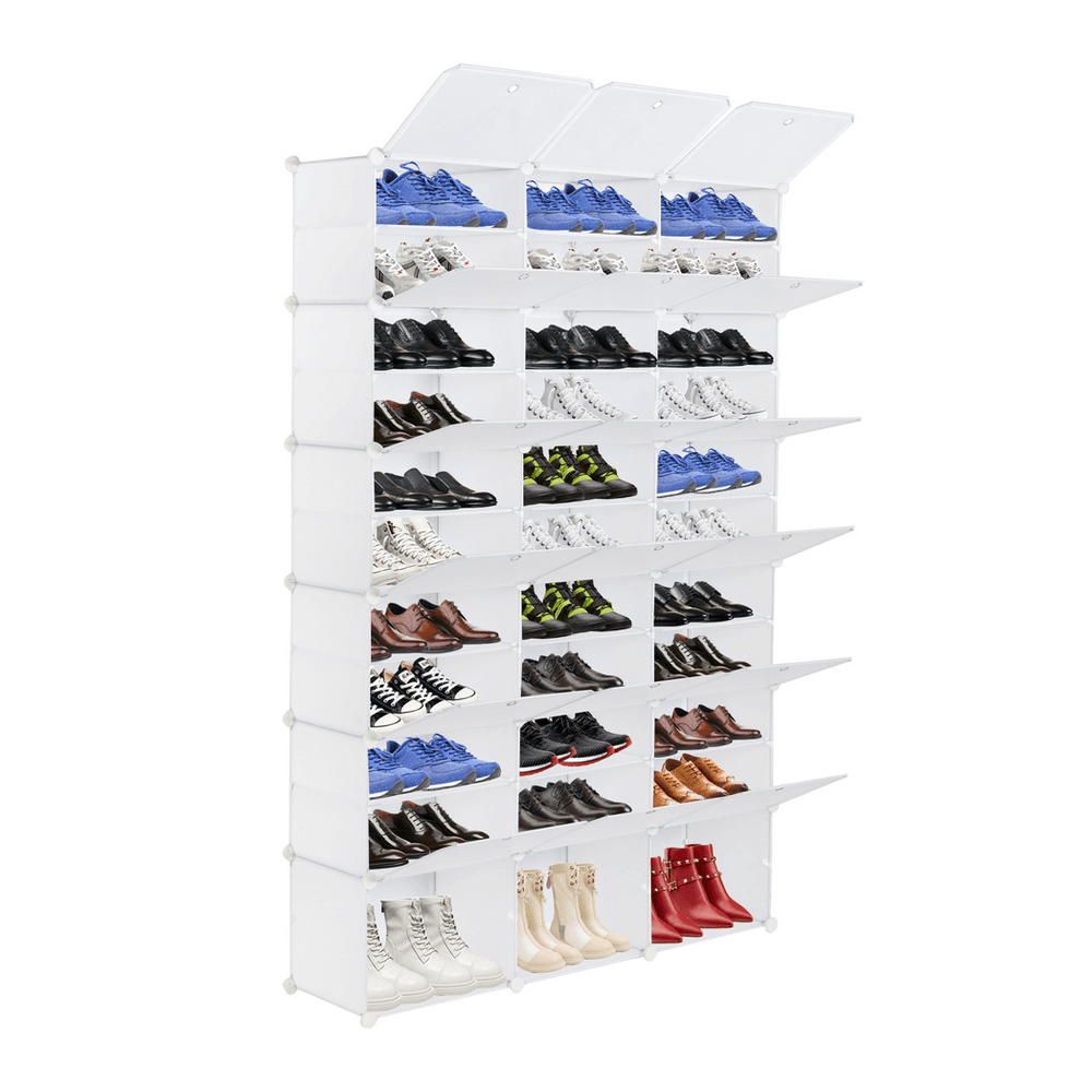 image-12-Tier Portable 72 Pair Shoe Rack Organizer 36 Grids Tower Shelf Storage Cabinet Stand Expandable for Heels, Boots, Slippers, White