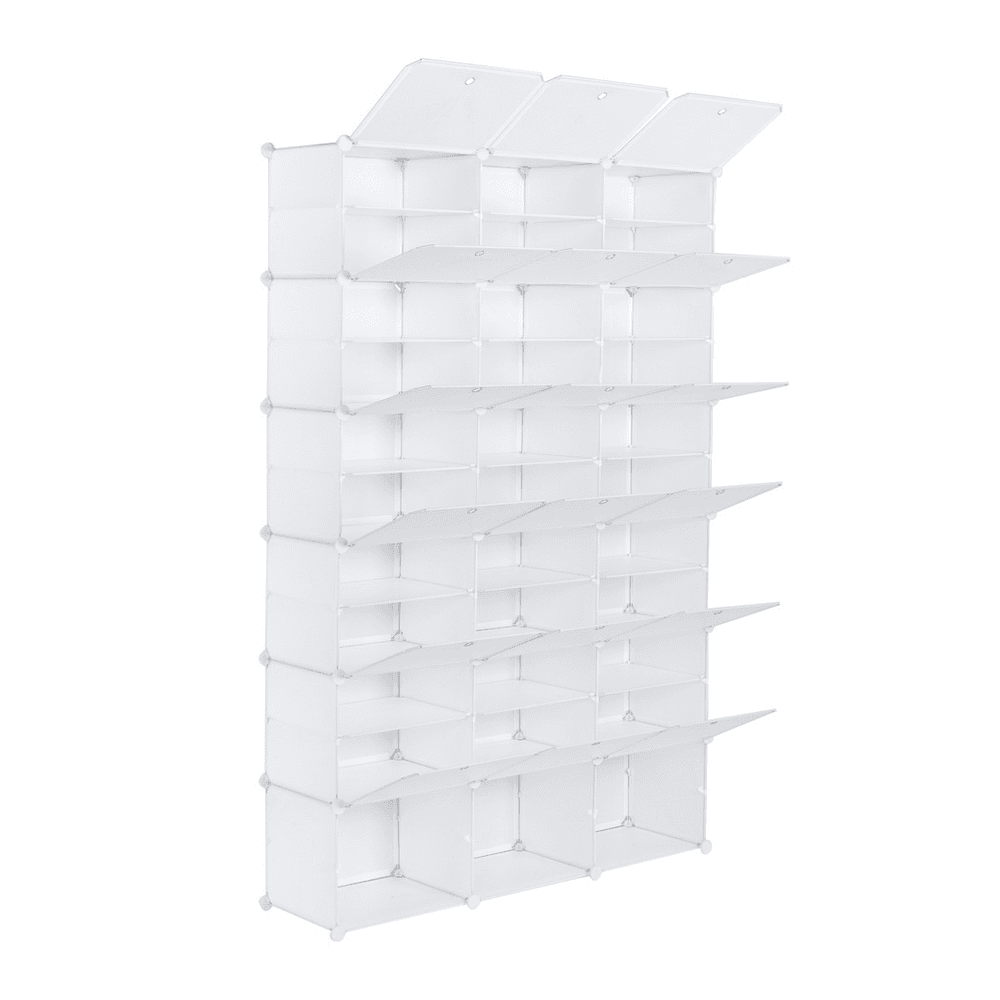 image-12-Tier Portable 72 Pair Shoe Rack Organizer 36 Grids Tower Shelf Storage Cabinet Stand Expandable for Heels, Boots, Slippers, White