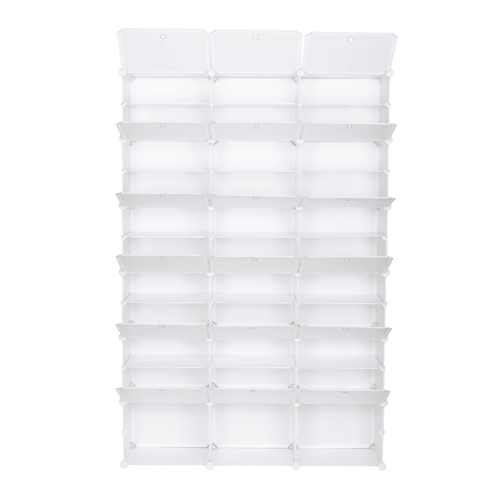 image-12-Tier Portable 72 Pair Shoe Rack Organizer 36 Grids Tower Shelf Storage Cabinet Stand Expandable for Heels, Boots, Slippers, White