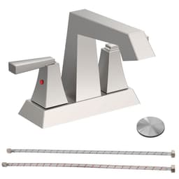 image-2-Handle Bathroom Sink Faucet Brushed Nickel 4 Inches Centerset Vanity Faucet 3 Hole Bathroom Faucet with Pop Up Drain & Supply Lines Modern Commercial Bathroom Faucets Lavatory Faucet 4069-NP