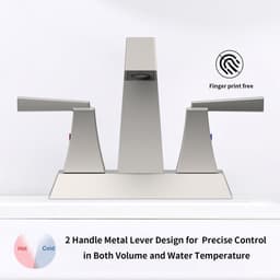 image-2-Handle Bathroom Sink Faucet Brushed Nickel 4 Inches Centerset Vanity Faucet 3 Hole Bathroom Faucet with Pop Up Drain & Supply Lines Modern Commercial Bathroom Faucets Lavatory Faucet 4069-NP