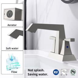 image-2-Handle Bathroom Sink Faucet Brushed Nickel 4 Inches Centerset Vanity Faucet 3 Hole Bathroom Faucet with Pop Up Drain & Supply Lines Modern Commercial Bathroom Faucets Lavatory Faucet 4069-NP