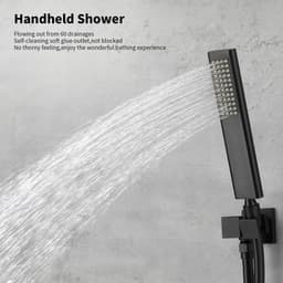 image-Male NPT Bathtub Shower Faucet Set, Waterfall Tub Faucet with 12-Inch Matte Black Rain Shower Head System