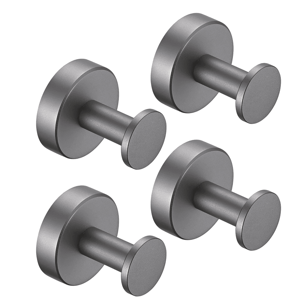 image-Round Base Wall Hanging Coat Hook with Screws- Gun Grey Towel Hook, 4 Pack, for Entry Shoe Cabinet, Wardrobe Bathroom Bedroom Furniture Hardware