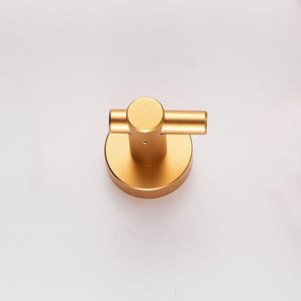 image-Round Base Wall Hanging Hook with Screws- Brushed Gold Hook, 4 Pack, for Entry Shoe Cabinet, Wardrobe Bathroom Bedroom Furniture Hardware