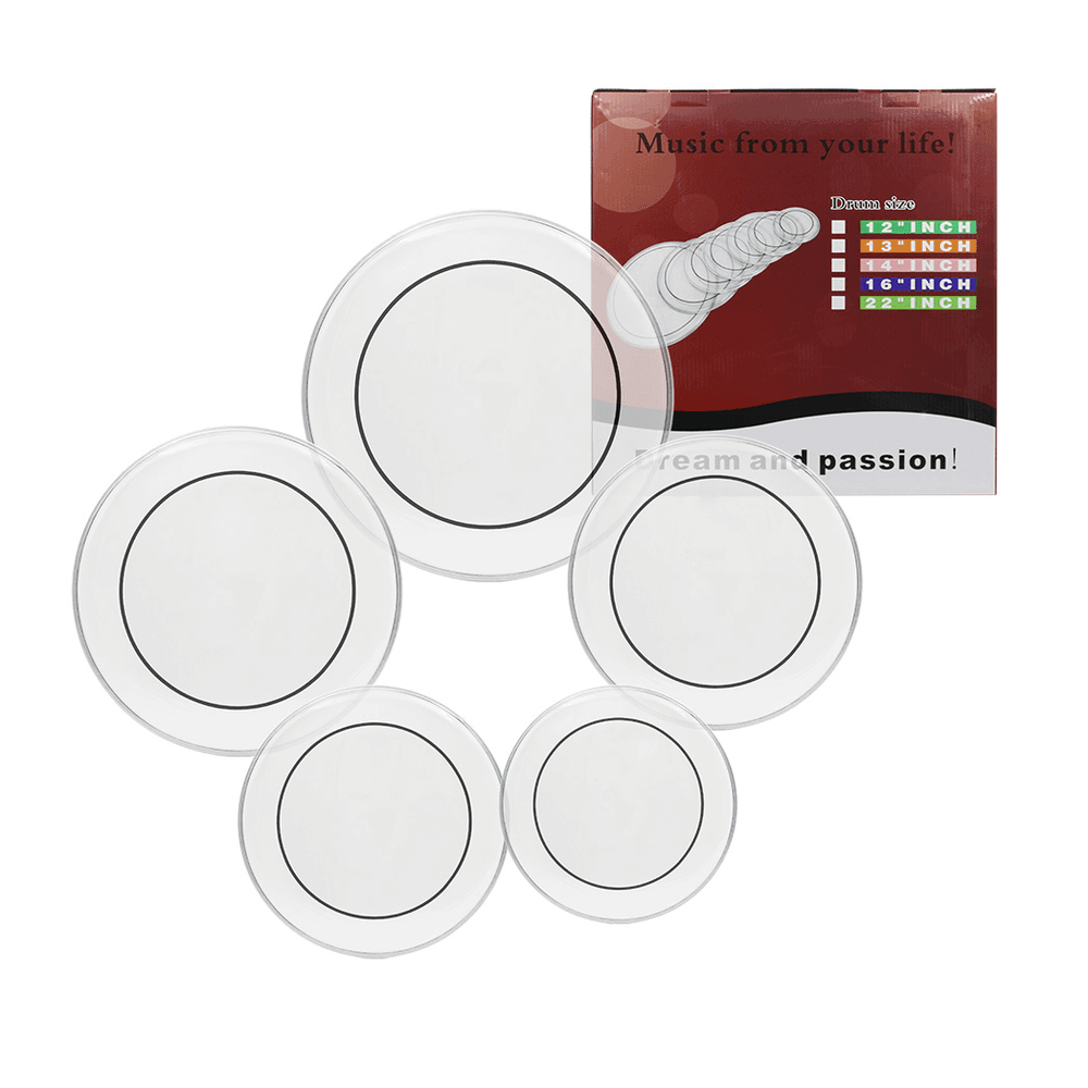 image-Drum Heads (22", 16", 14", 13", 12") Transparent