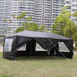 image-10'x20' Outdoor Party Tent with 6 Removable Sidewalls, Waterproof Canopy Patio Wedding Gazebo, Black