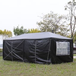 image-10'x20' Outdoor Party Tent with 6 Removable Sidewalls, Waterproof Canopy Patio Wedding Gazebo, Black