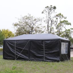 image-10'x20' Outdoor Party Tent with 6 Removable Sidewalls, Waterproof Canopy Patio Wedding Gazebo, Black