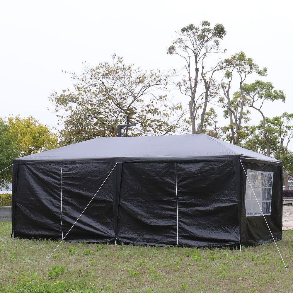 image-10'x20' Outdoor Party Tent with 6 Removable Sidewalls, Waterproof Canopy Patio Wedding Gazebo, Black