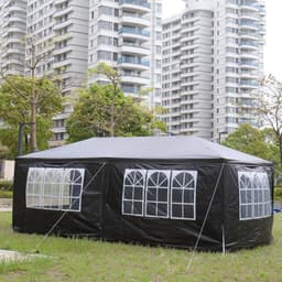 image-10'x20' Outdoor Party Tent with 6 Removable Sidewalls, Waterproof Canopy Patio Wedding Gazebo, Black