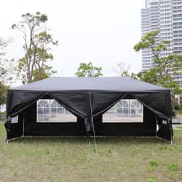 image-10'x20' Outdoor Party Tent with 6 Removable Sidewalls, Waterproof Canopy Patio Wedding Gazebo, Black