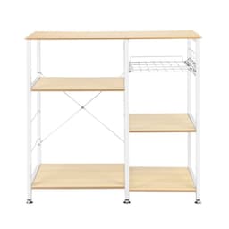 image-3-Tier Kitchen Baker's Rack Utility Microwave Oven Stand Storage Cart Workstation Shelf White Oak