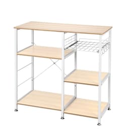 image-3-Tier Kitchen Baker's Rack Utility Microwave Oven Stand Storage Cart Workstation Shelf White Oak