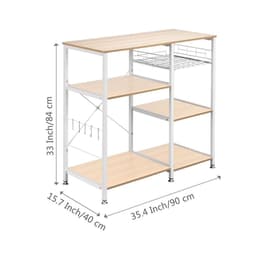 image-3-Tier Kitchen Baker's Rack Utility Microwave Oven Stand Storage Cart Workstation Shelf White Oak