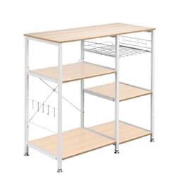 image-3-Tier Kitchen Baker's Rack Utility Microwave Oven Stand Storage Cart Workstation Shelf White Oak