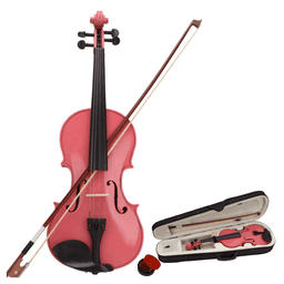 image-New 1/8 Acoustic Violin Case Bow Rosin Pink