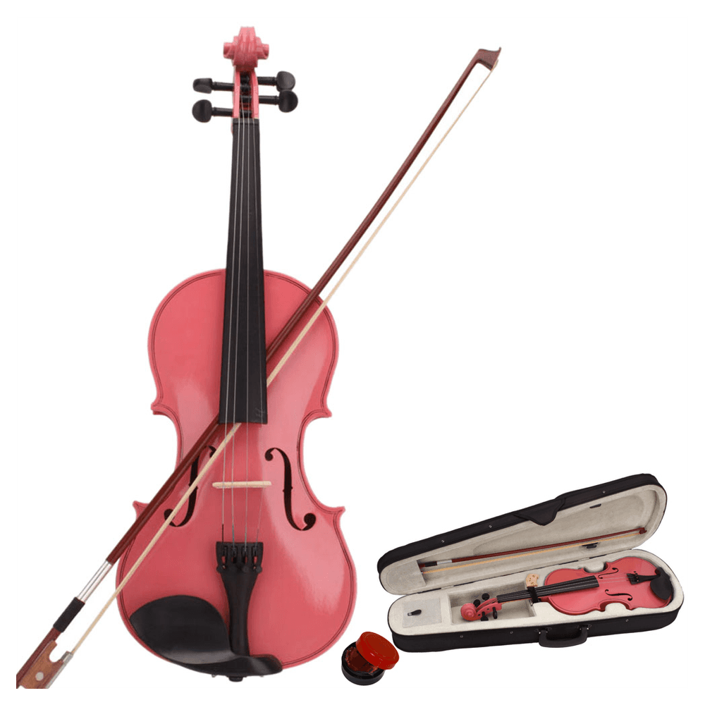 image-New 1/8 Acoustic Violin Case Bow Rosin Pink