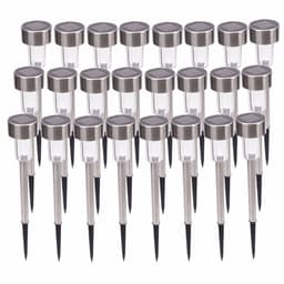 image-24pcs 5W High Brightness Solar Power LED Lawn Lamps with Lampshades White & Silver