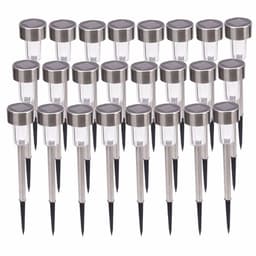 image-24pcs 5W High Brightness Solar Power LED Lawn Lamps with Lampshades White & Silver