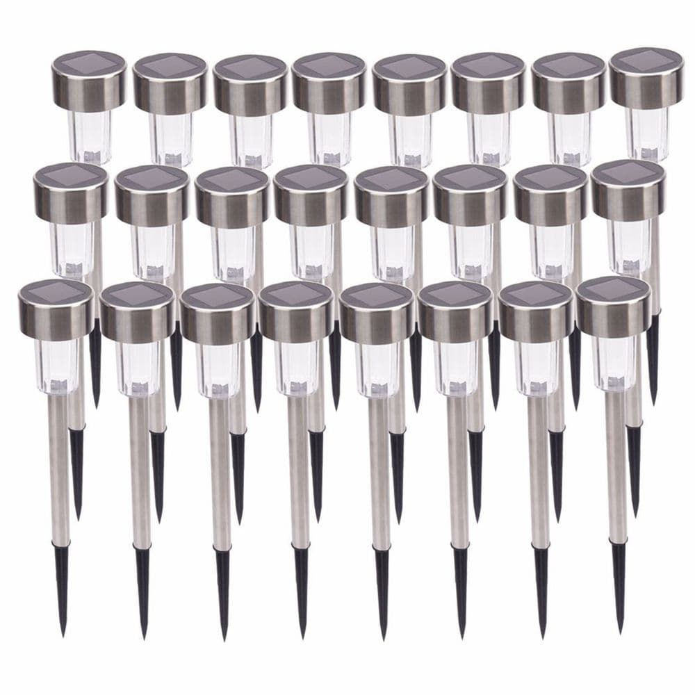 image-24pcs 5W High Brightness Solar Power LED Lawn Lamps with Lampshades White & Silver