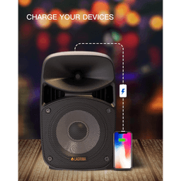 image-LAGRIMA LPS-312 Portable 15-Inch Woofer 2-Way Powered PA Speaker System Combo Set with Bluetooth/USB/SD Card Reader/FM Radio/Remote Control/Speaker Stand