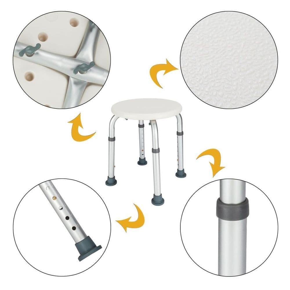 image-Medical Bathroom Safety Shower Tub Aluminium Alloy Bath Chair Bench with Adjustable Height White
