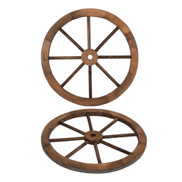 image-2pcs 24-Inch Old Western Style Garden Art Wall Decor Wooden Wagon Wheel Brown