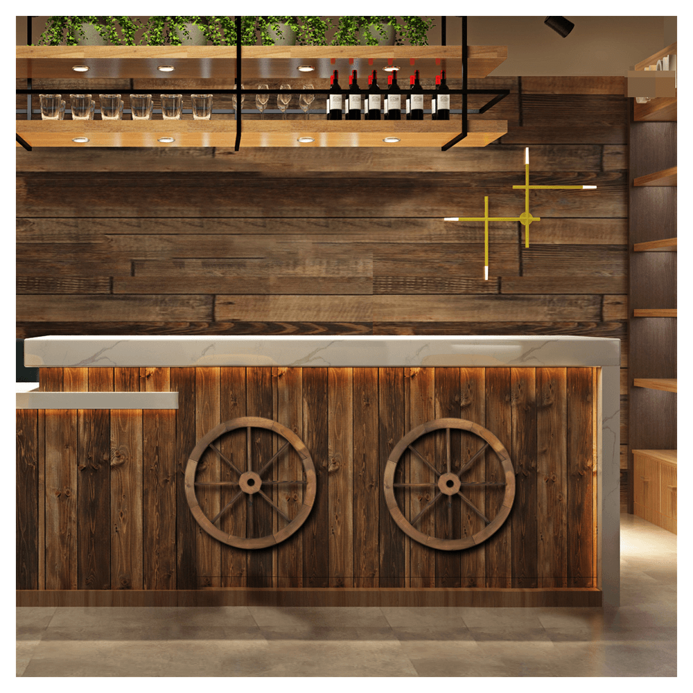 image-2pcs 24-Inch Old Western Style Garden Art Wall Decor Wooden Wagon Wheel Brown