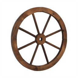 image-2pcs 24-Inch Old Western Style Garden Art Wall Decor Wooden Wagon Wheel Brown