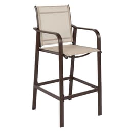 image-2pcs Wrought Iron Brown Frame Beige Cloth Surface Garden Bar Chair