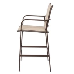 image-2pcs Wrought Iron Brown Frame Beige Cloth Surface Garden Bar Chair