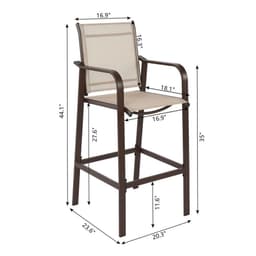 image-2pcs Wrought Iron Brown Frame Beige Cloth Surface Garden Bar Chair