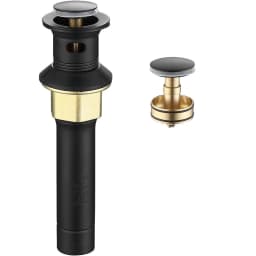 image-Pop-Up Drain Stainless Steel With Overflow Anti-Clogging for Vessel Sink Lavatory Vanity Sink Drain with Strainer Basket, Matte Black