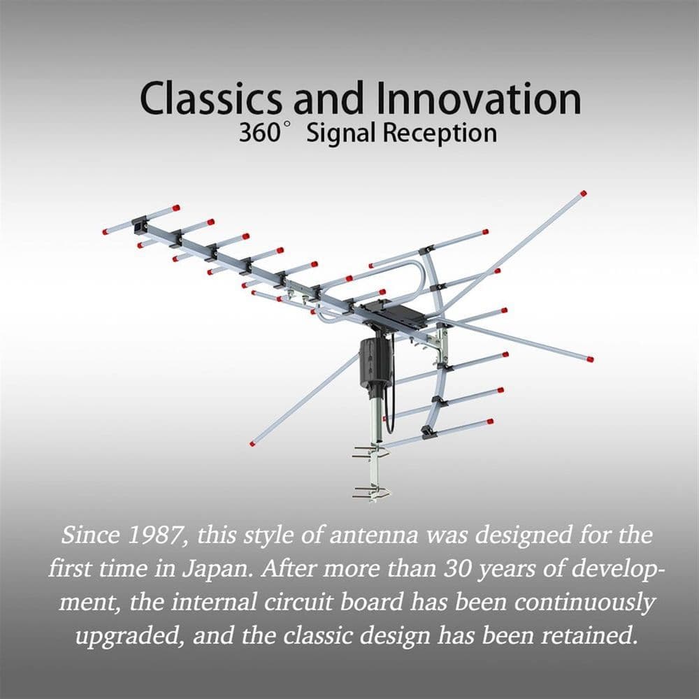 image-TA-001 360°Rotation UV 45-230MHz/470-860MHz 15-22dB Outdoorn Antenna Black