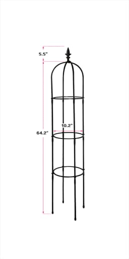 image-6.2ft Garden Obelisk Trellis,Lightweight Rustproof Plastic Coated Metal Tall Tower Trellis Stand,Black