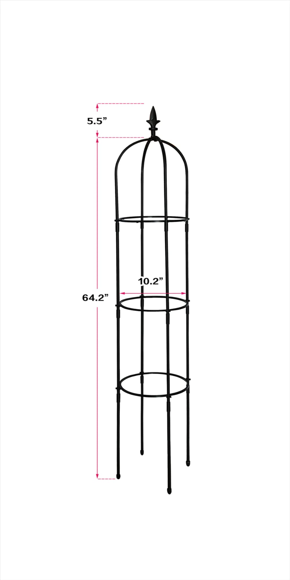 image-6.2ft Garden Obelisk Trellis,Lightweight Rustproof Plastic Coated Metal Tall Tower Trellis Stand,Black