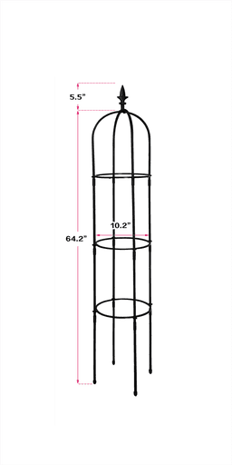 image-6.2ft Garden Obelisk Trellis,Lightweight Rustproof Plastic Coated Metal Tall Tower Trellis Stand,Black