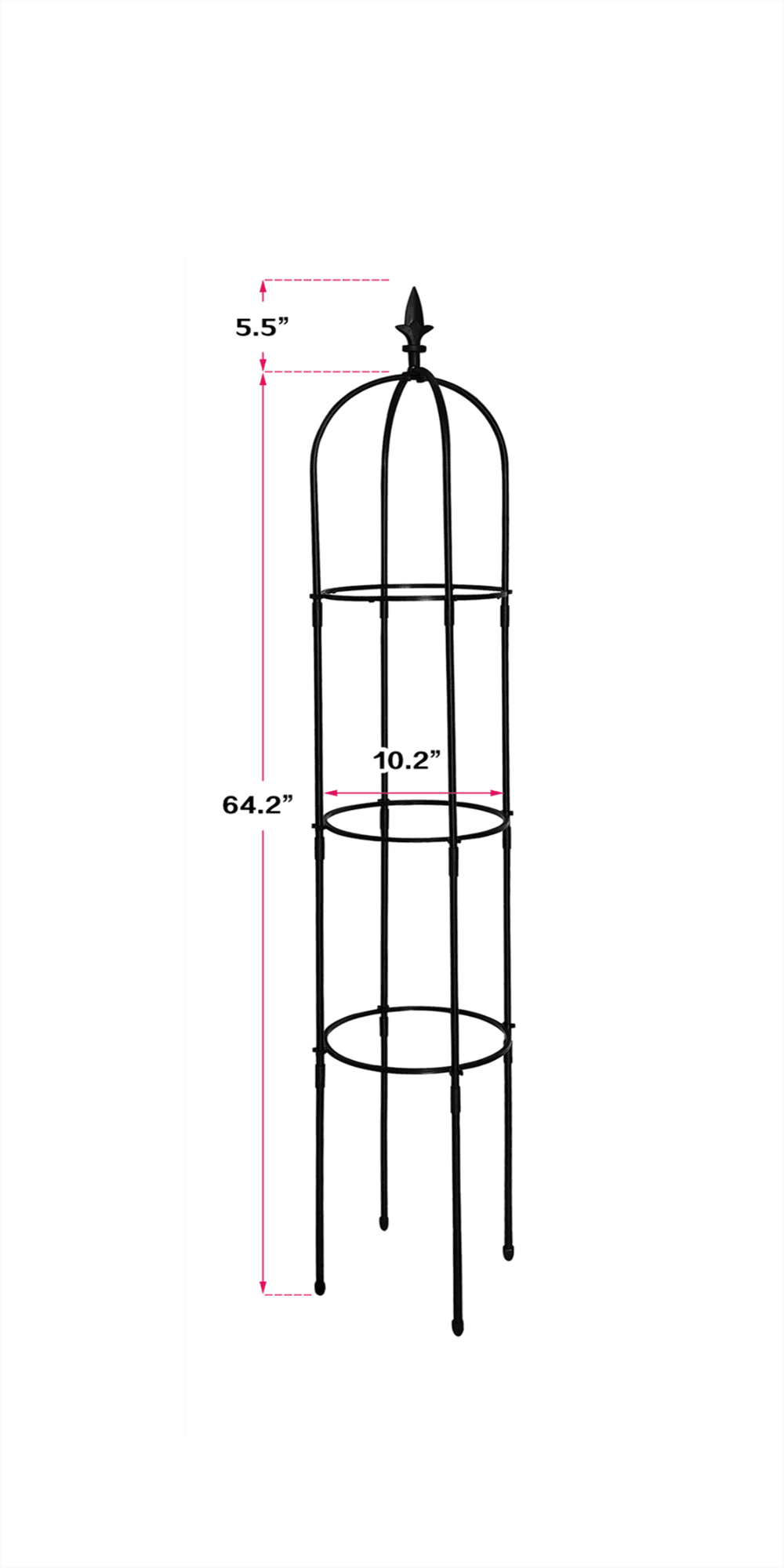 image-6.2ft Garden Obelisk Trellis,Lightweight Rustproof Plastic Coated Metal Tall Tower Trellis Stand,Black