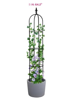 image-6.2ft Garden Obelisk Trellis,Lightweight Rustproof Plastic Coated Metal Tall Tower Trellis Stand,Black