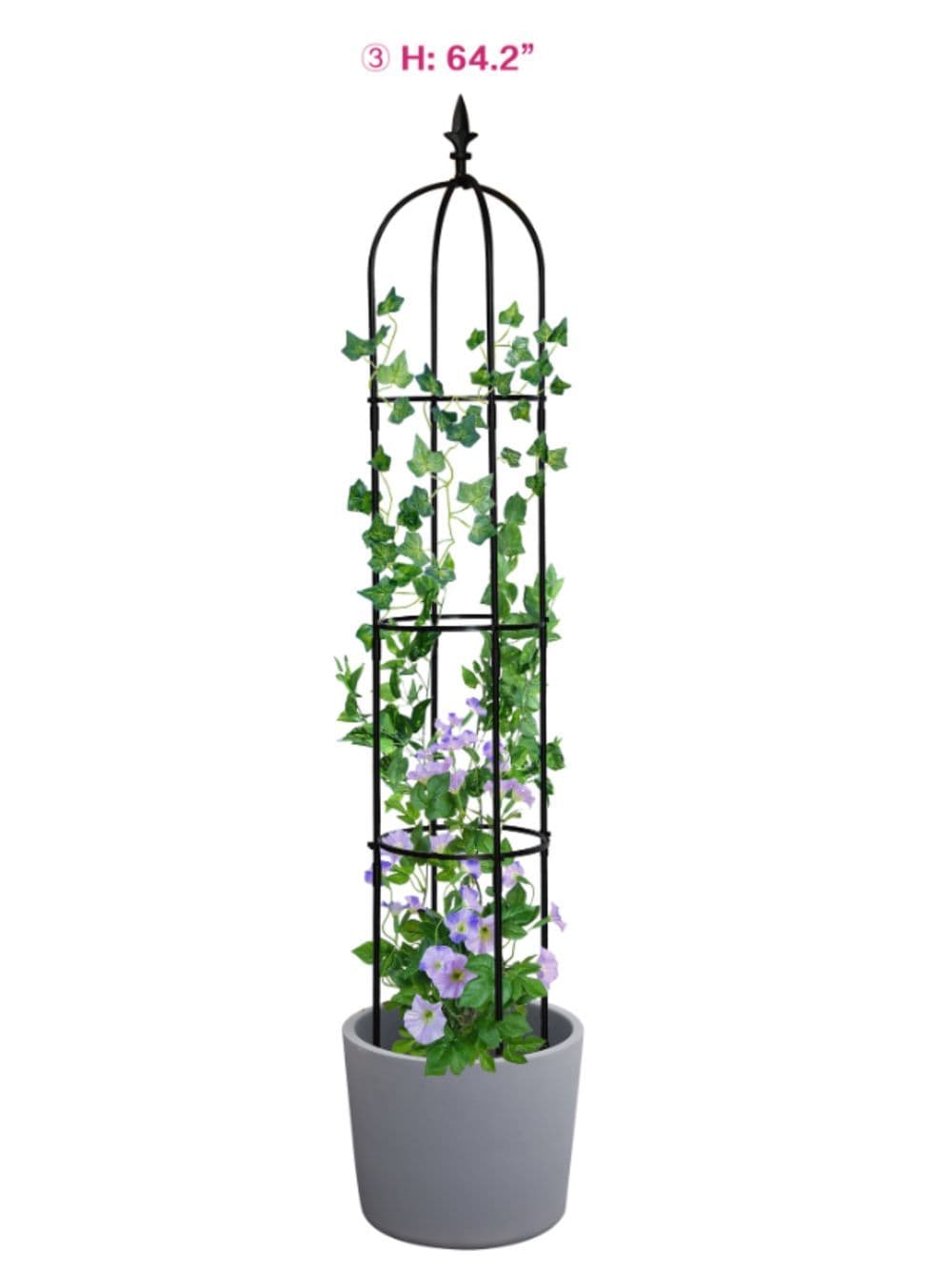image-6.2ft Garden Obelisk Trellis,Lightweight Rustproof Plastic Coated Metal Tall Tower Trellis Stand,Black