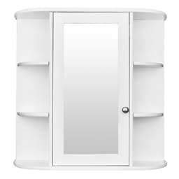 image-3-tier Single Door Mirror Indoor Bathroom Wall Mounted Cabinet Shelf White