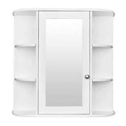 image-3-tier Single Door Mirror Indoor Bathroom Wall Mounted Cabinet Shelf White