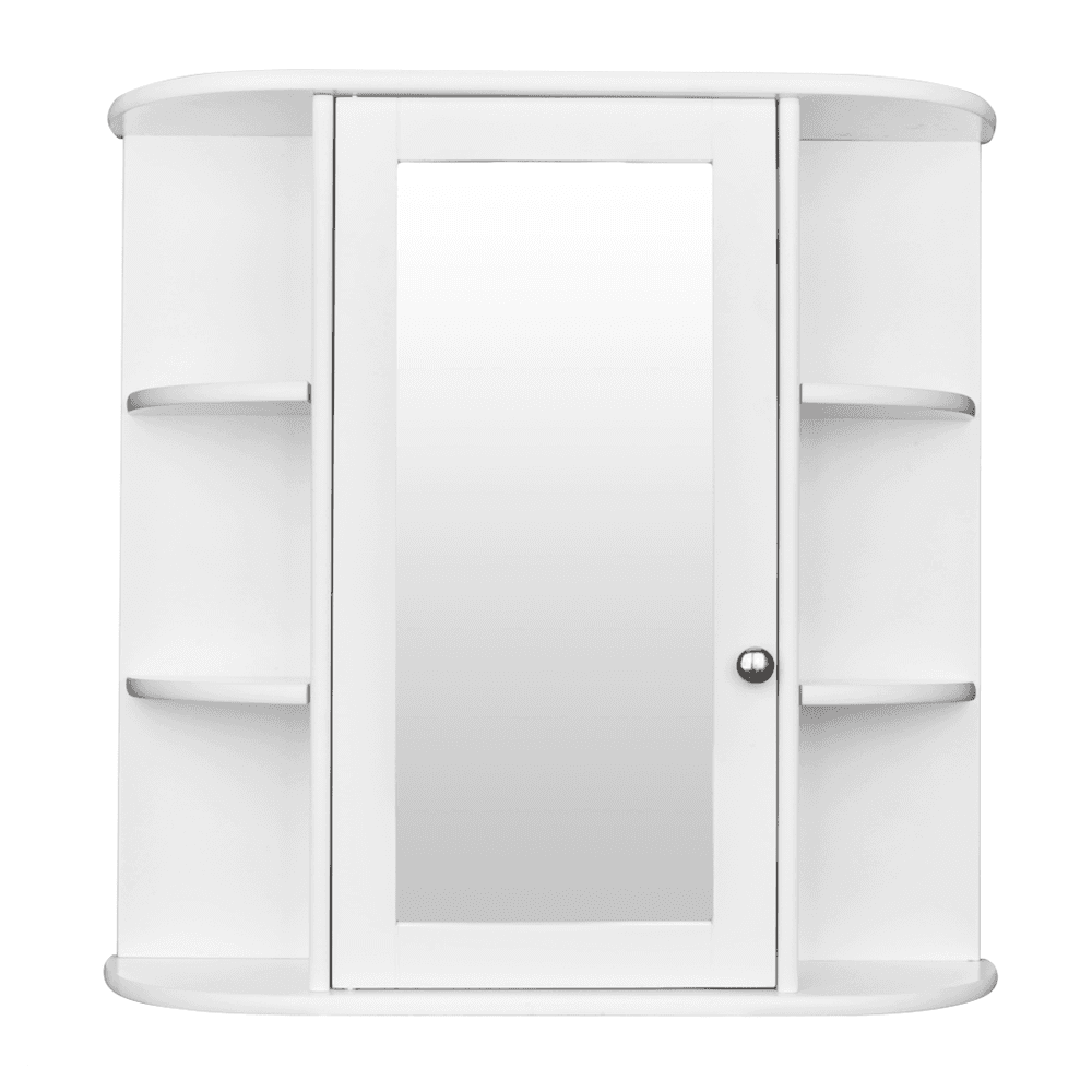 image-3-tier Single Door Mirror Indoor Bathroom Wall Mounted Cabinet Shelf White